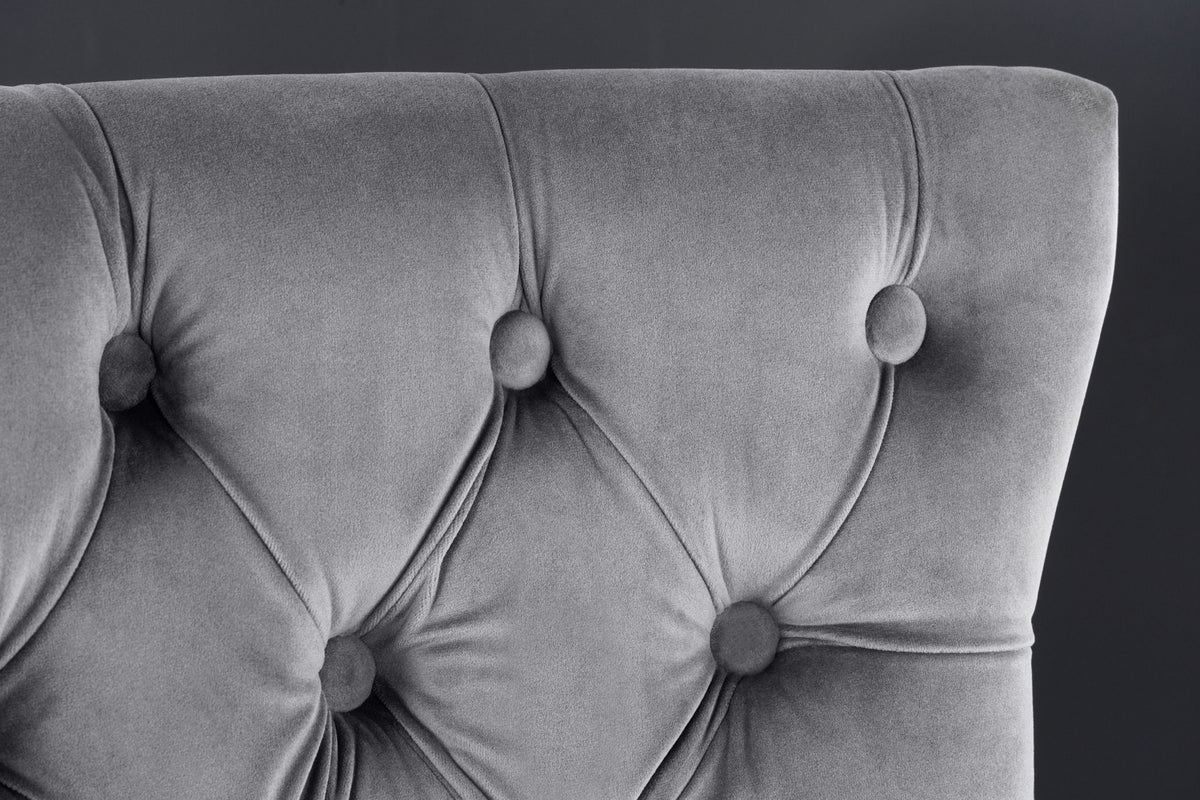 CASTLE DELUXE Design Barhocker Samt silber Edelstahl Chesterfield