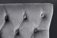 CASTLE DELUXE Design Barhocker Samt silber Edelstahl Chesterfield