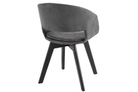 Design Stuhl NORDIC STAR Microfaser Massivholz schwarz mit Armlehne gepolstert