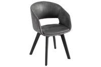 Design Stuhl NORDIC STAR Microfaser Massivholz schwarz mit Armlehne gepolstert
