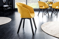 Design Stuhl NORDIC STAR Microfaser Massivholz schwarz mit Armlehne gepolstert