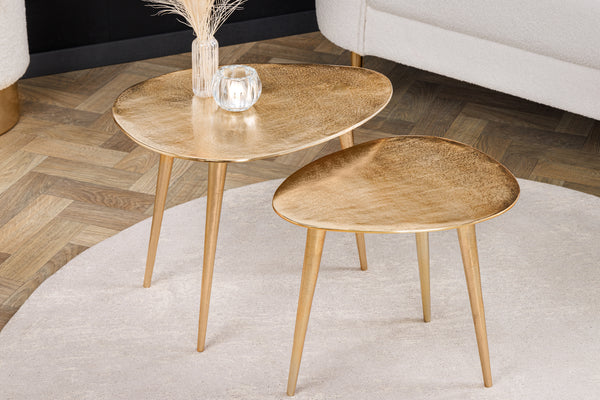 2er Set Couchtisch ELEMENTS 50cm Metall Handarbeit