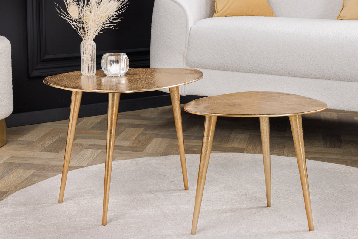 2er Set Couchtisch ELEMENTS 50cm Metall Handarbeit
