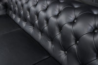 Chesterfield 3-Sitzer Sofa 205cm schwarz Kunstleder Nietenbesatz Federkern
