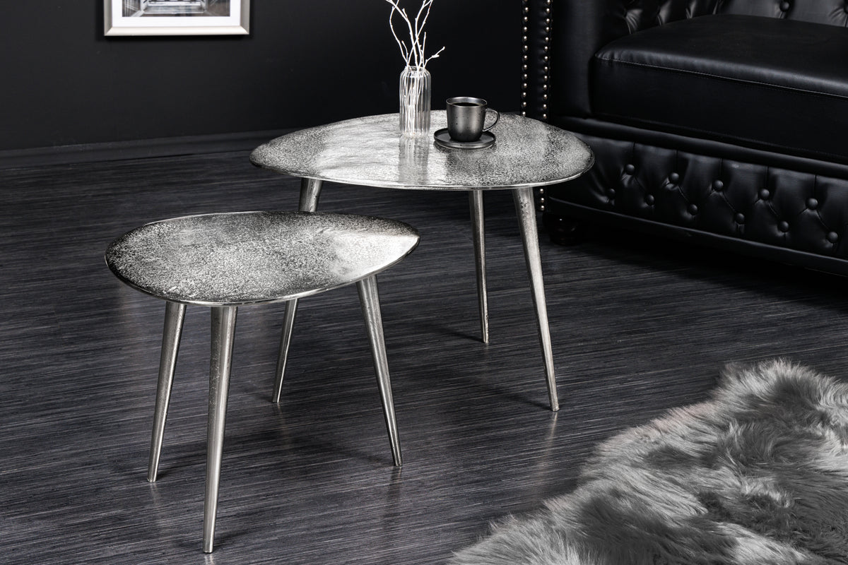 2er Set Couchtisch ELEMENTS 50cm Metall Handarbeit