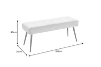 BOUTIQUE design bench 100cm velvet black metal legs