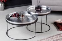 2er Set Runde Couchtische ELEMENTS 60cm schwarz Metall Tabletttisch Beistelltisch handmade