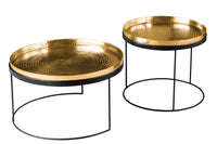 2er Set Runde Couchtische ELEMENTS 60cm schwarz Metall Tabletttisch Beistelltisch handmade