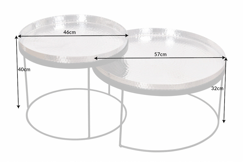 2er Set Runde Couchtische ELEMENTS 60cm schwarz Metall Tabletttisch Beistelltisch handmade