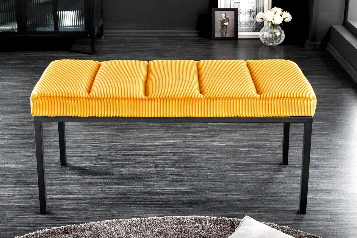 PETIT BEAUTÉ Design Sitzbank 80cm Cord schwarzes Gestell