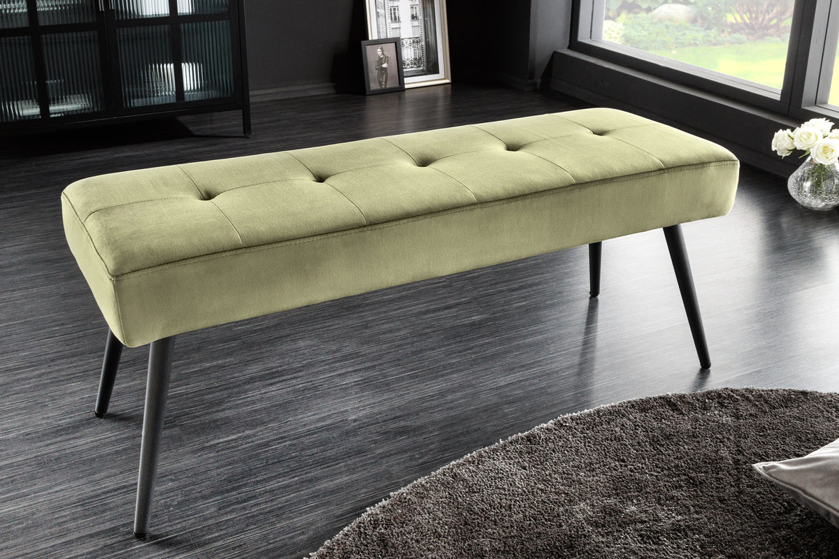 BOUTIQUE design bench 100cm velvet black metal legs