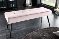 BOUTIQUE design bench 100cm velvet black metal legs