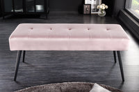 BOUTIQUE design bench 100cm velvet black metal legs