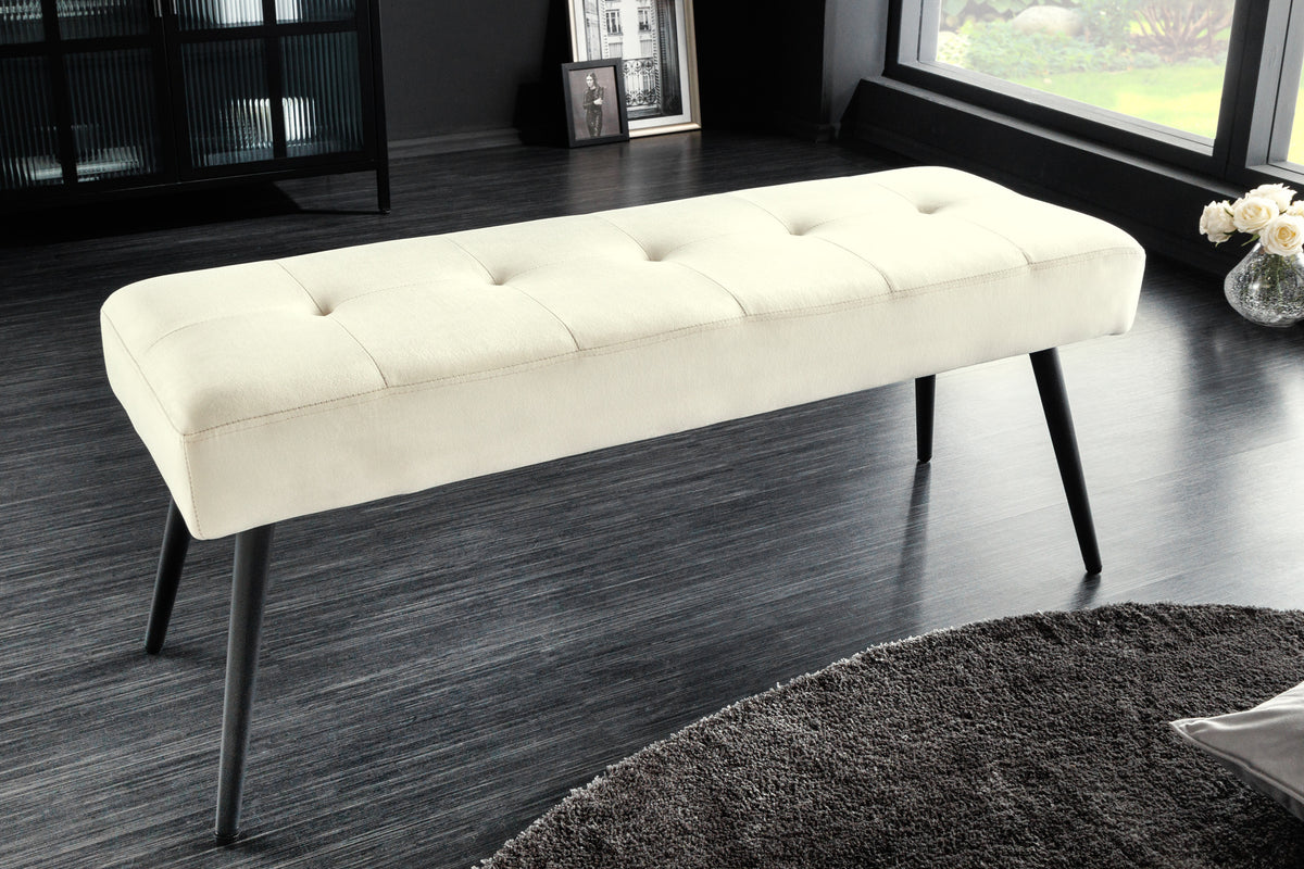 BOUTIQUE design bench 100cm velvet black metal legs