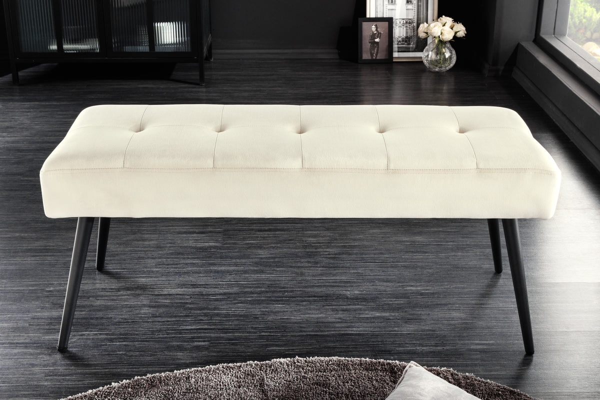 BOUTIQUE design bench 100cm velvet black metal legs