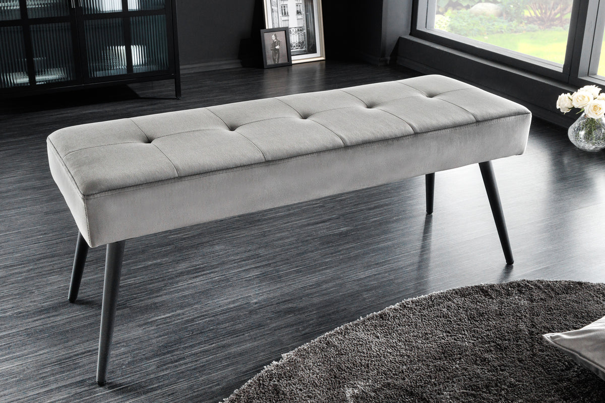BOUTIQUE design bench 100cm velvet black metal legs