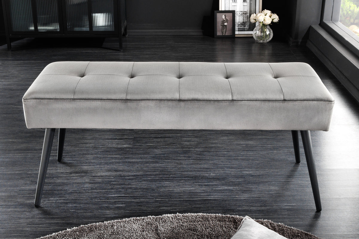 BOUTIQUE design bench 100cm velvet black metal legs