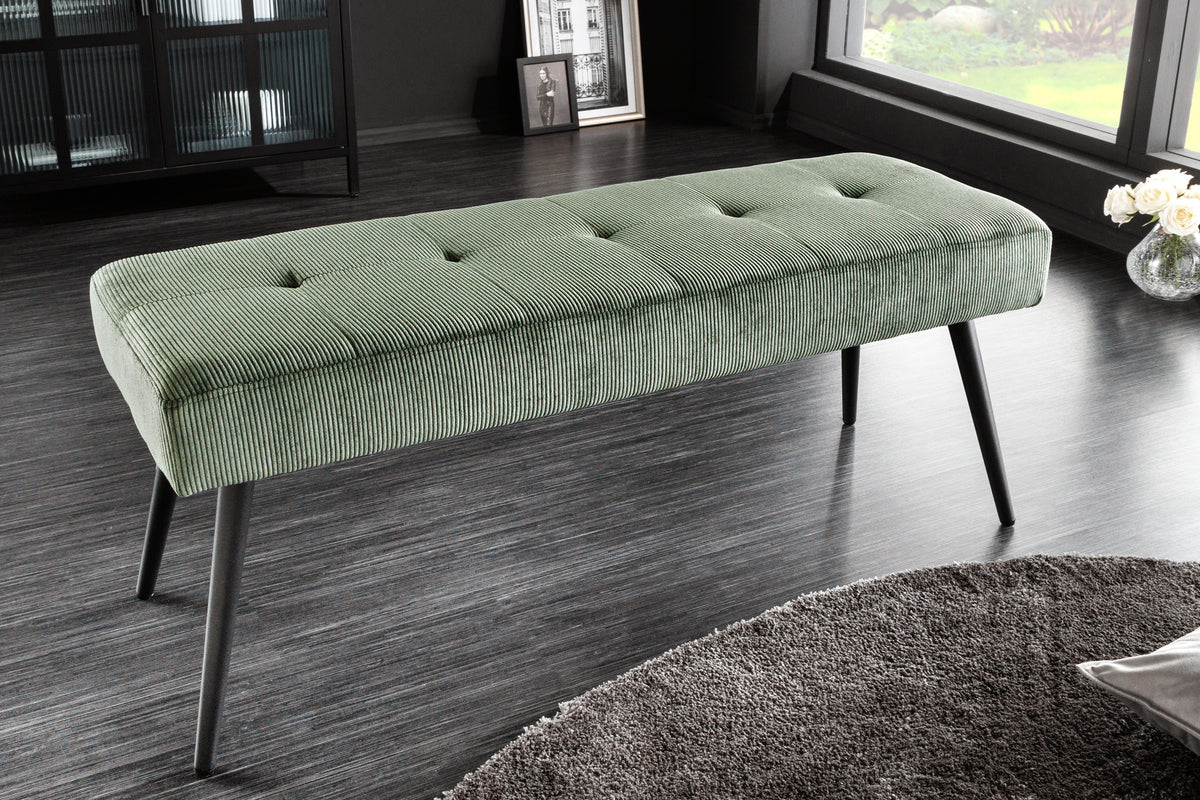 BOUTIQUE Design Sitzbank 100cm dunkelgrau Cord schwarze Metallbeine