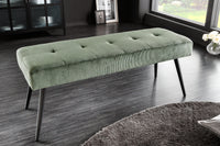 BOUTIQUE Design Sitzbank 100cm dunkelgrau Cord schwarze Metallbeine