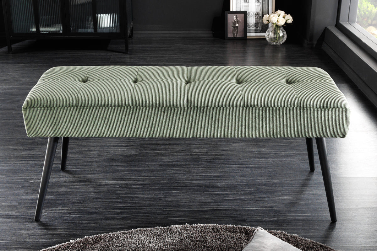 BOUTIQUE Design Sitzbank 100cm dunkelgrau Cord schwarze Metallbeine