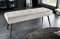 BOUTIQUE Design Sitzbank 100cm dunkelgrau Cord schwarze Metallbeine