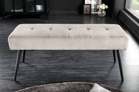 BOUTIQUE Design Sitzbank 100cm dunkelgrau Cord schwarze Metallbeine