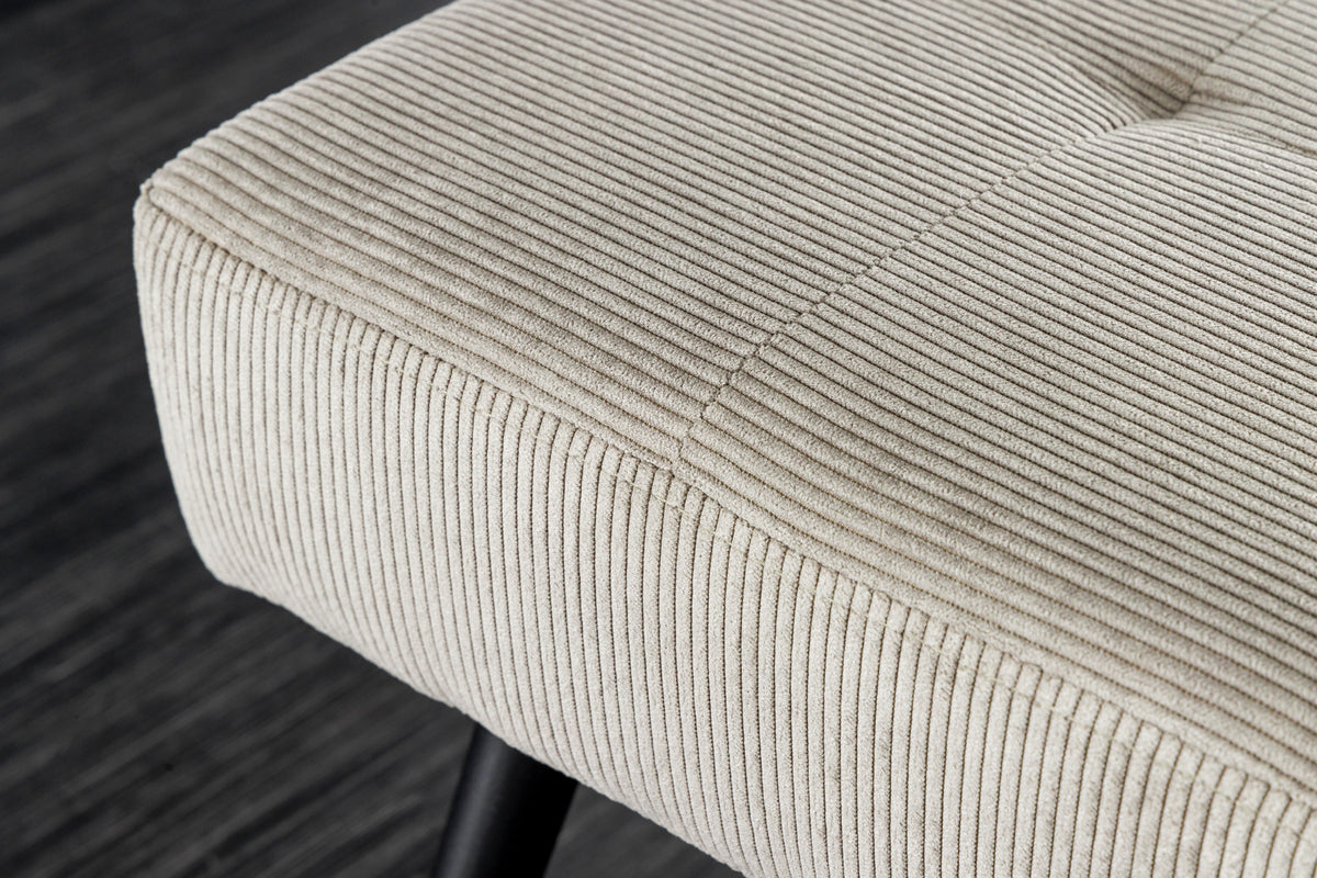 BOUTIQUE Design Sitzbank 100cm dunkelgrau Cord schwarze Metallbeine