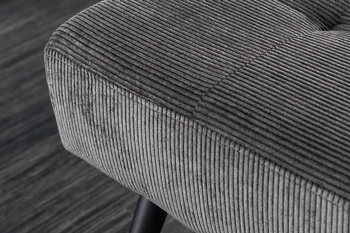 BOUTIQUE Design Sitzbank 100cm dunkelgrau Cord schwarze Metallbeine