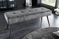 BOUTIQUE Design Sitzbank 100cm dunkelgrau Cord schwarze Metallbeine