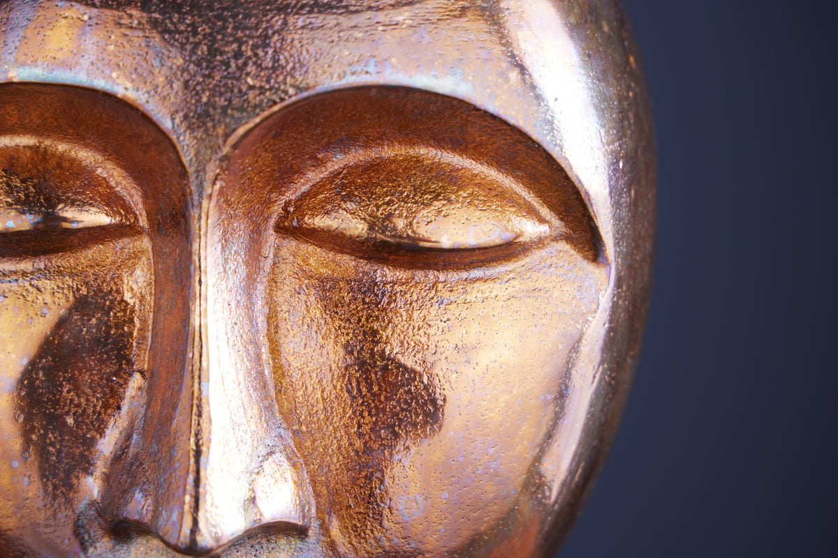 FACE Handgefertigte Vase 50cm Kupfer-Look Antik Aluminium abstrakt