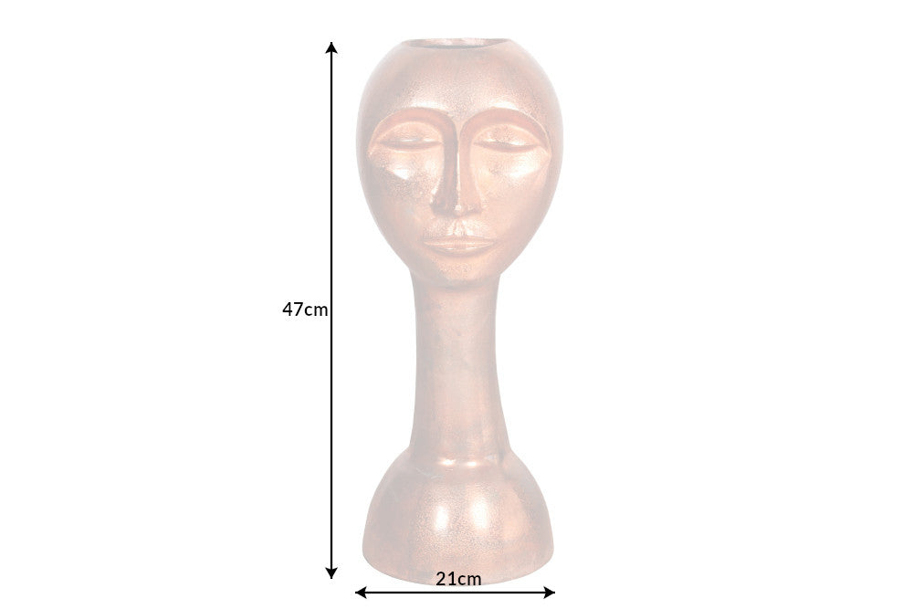 FACE Handgefertigte Vase 50cm Kupfer-Look Antik Aluminium abstrakt
