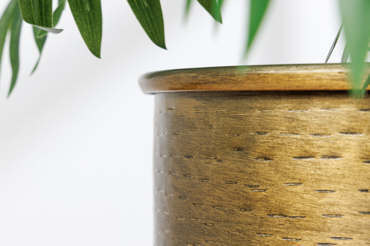 UNIT set of 2 flower pots 70/50cm gold black metal hammer design