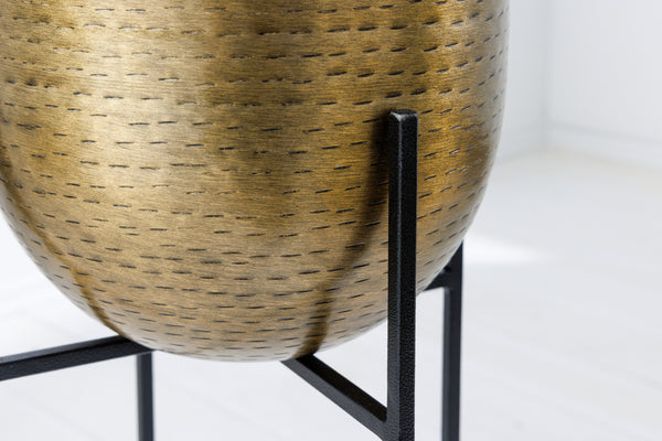 UNIT set of 2 flower pots 70/50cm gold black metal hammer design