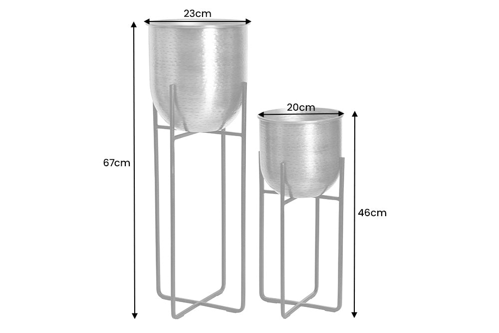 UNIT set of 2 flower pots 70/50cm gold black metal hammer design