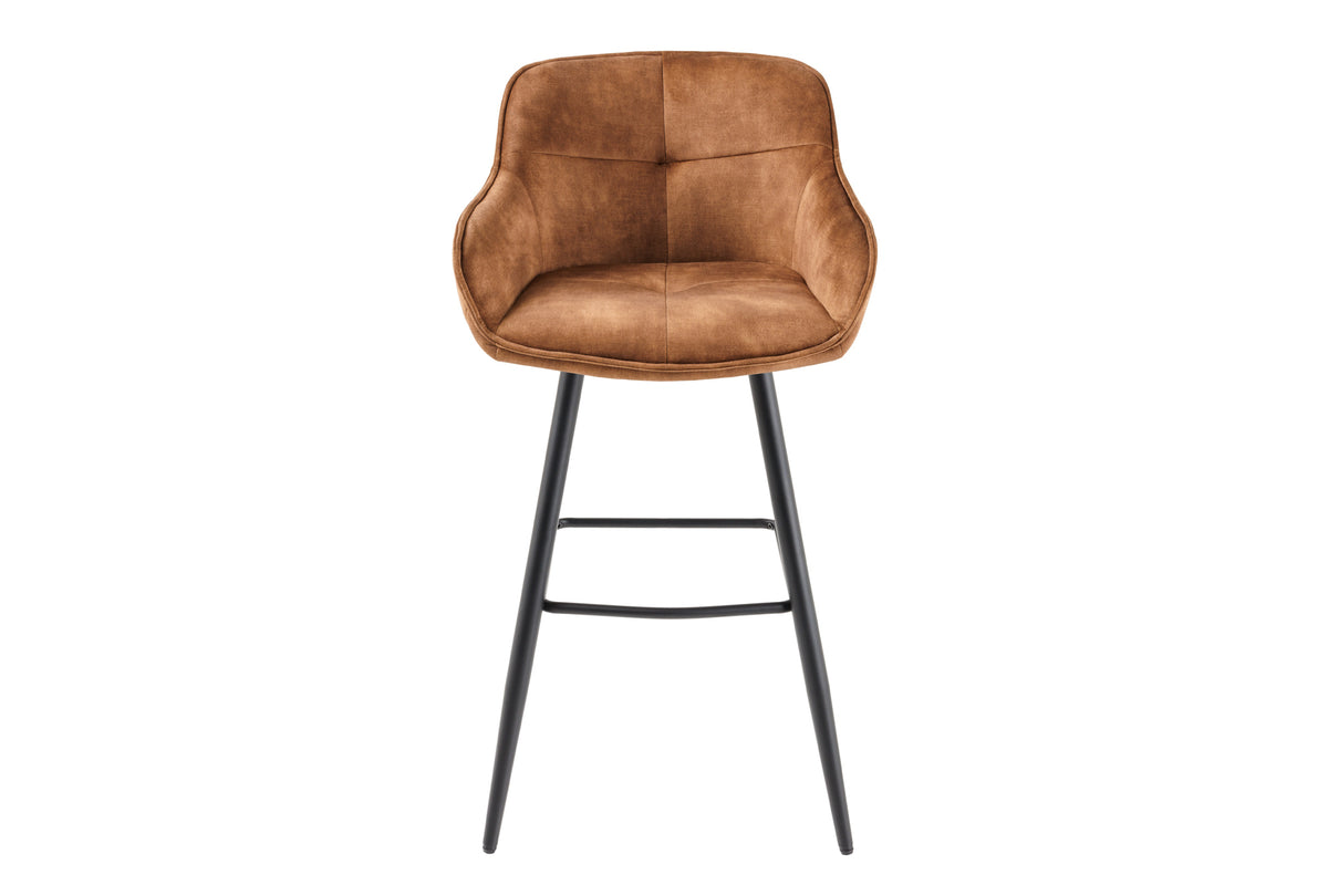 EUPHORIA Design Barhocker Samt schwarze Metallbeine Barstuhl mit Lehne