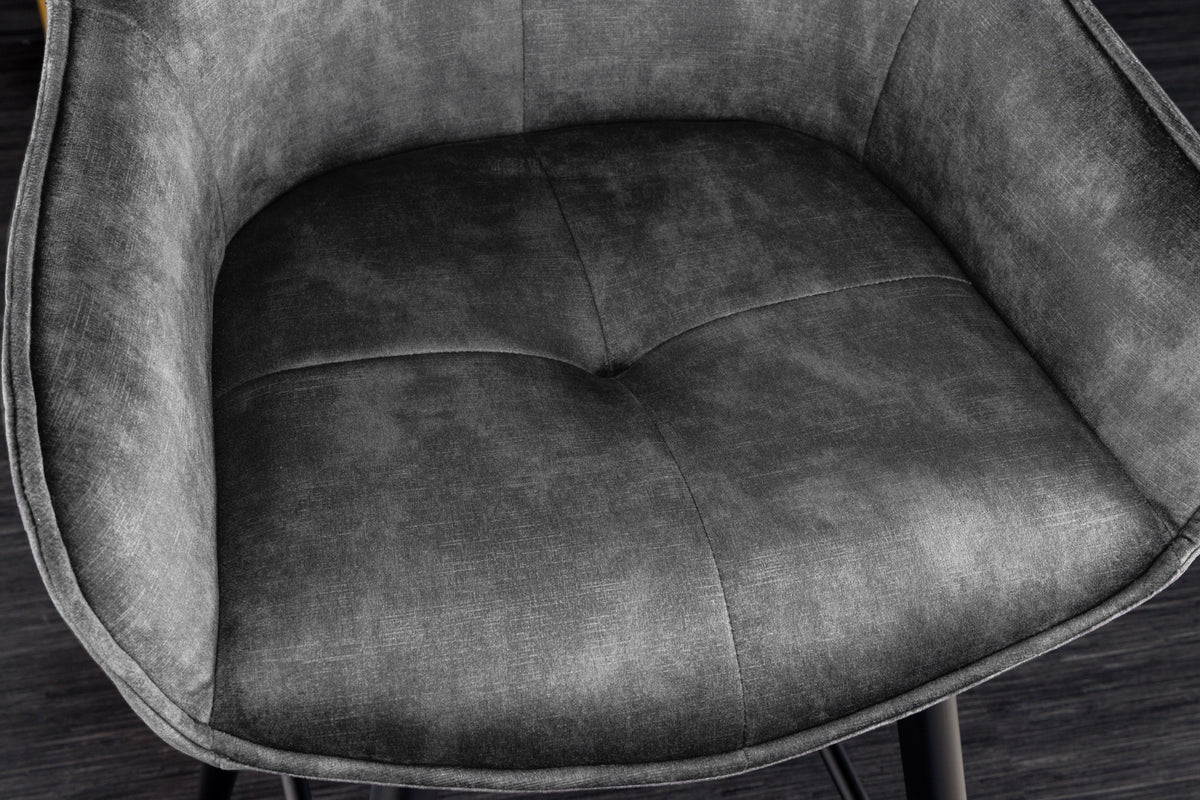 EUPHORIA Design Barhocker Samt schwarze Metallbeine Barstuhl mit Lehne