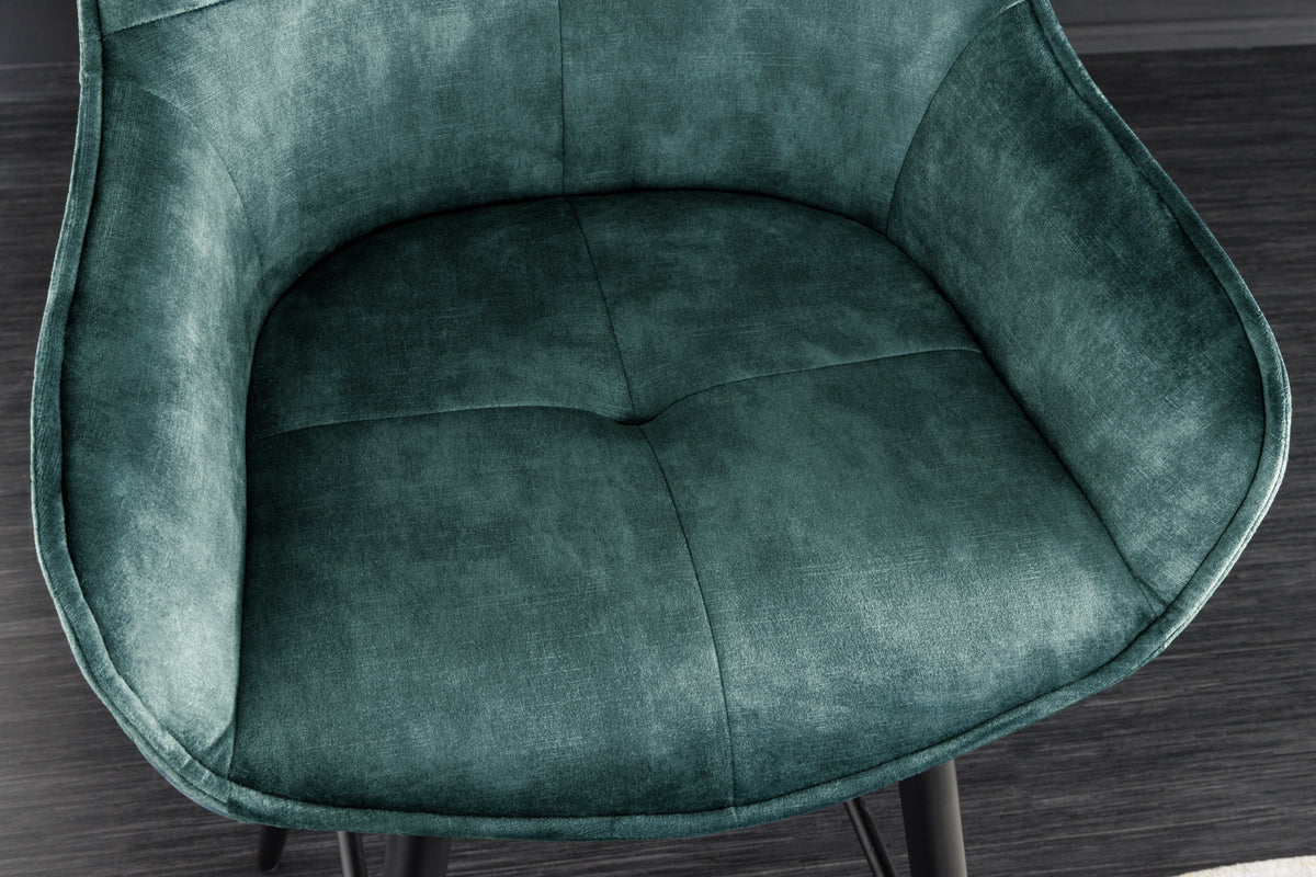EUPHORIA Design Barhocker Samt schwarze Metallbeine Barstuhl mit Lehne
