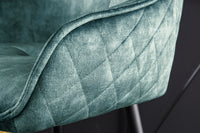 EUPHORIA Design Barhocker Samt schwarze Metallbeine Barstuhl mit Lehne