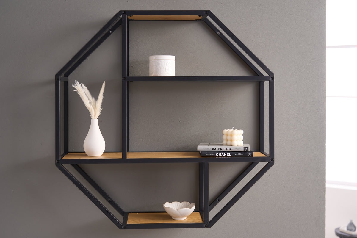 SLIM LINE design wall shelf 77cm natural black wild oak look industrial