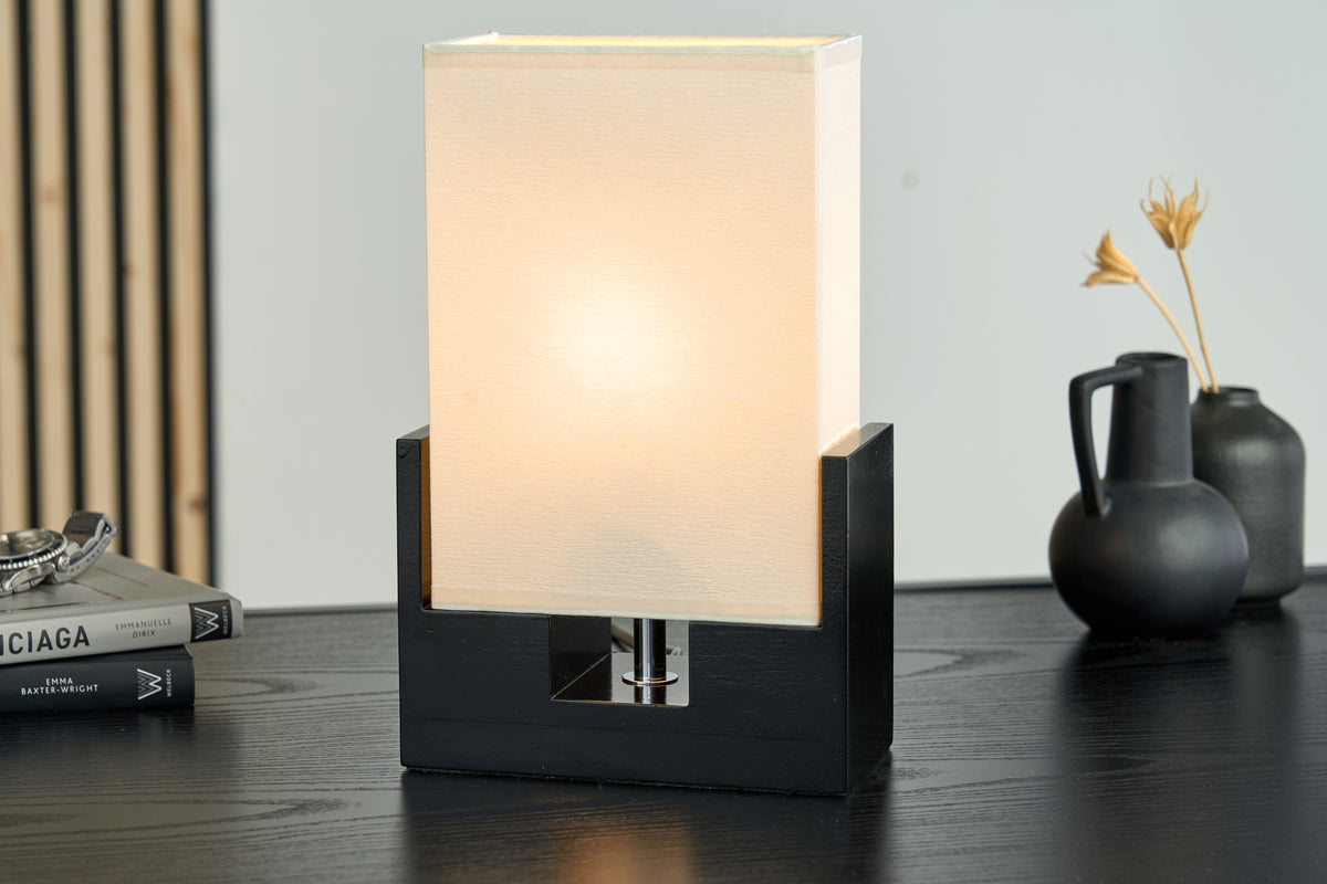 Moderne Tischlampe TWILIGHT 25cm schwarz beige Tischleuchte