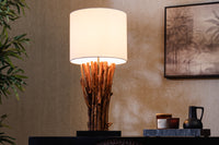 Design Tischlampe EUPHORIA 60cm natur weiß rund Massivholz handgearbeitet
