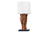 Design Tischlampe EUPHORIA 60cm natur weiß rund Massivholz handgearbeitet