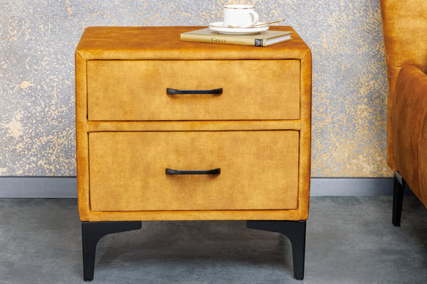 EXTRAVAGANCIA Elegant bedside table 47cm silver gray velvet night dresser with drawer