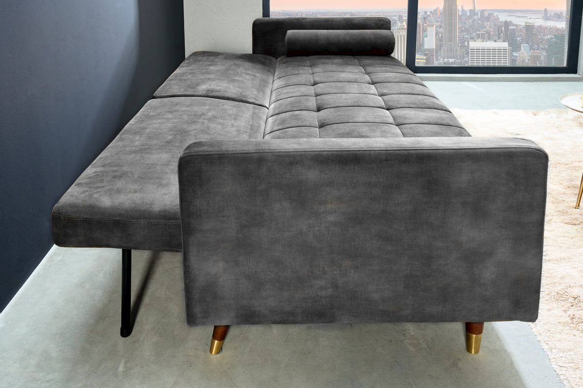 COUTURE Modernes Schlafsofa 196cm Microvelours 3-Sitzer Couch Bettfunktion ink. Kissen