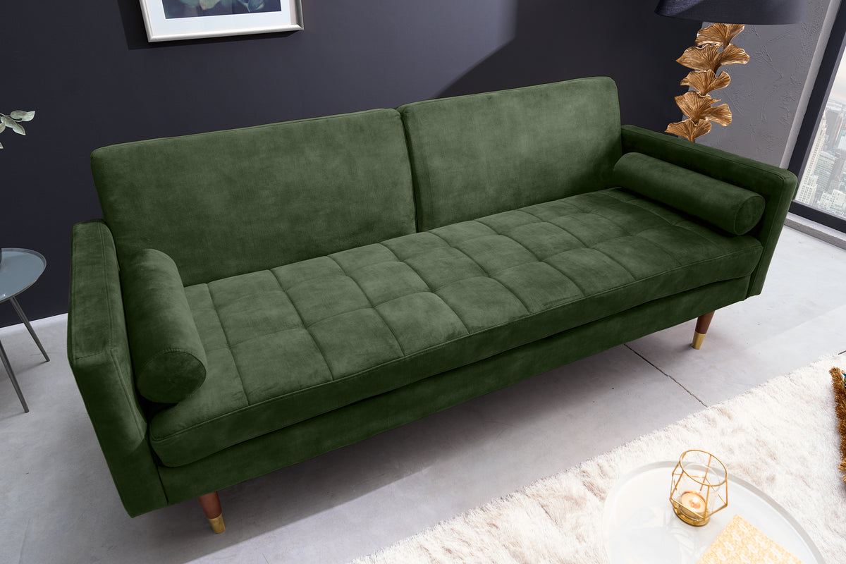 COUTURE Modernes Schlafsofa 196cm Microvelours 3-Sitzer Couch Bettfunktion ink. Kissen