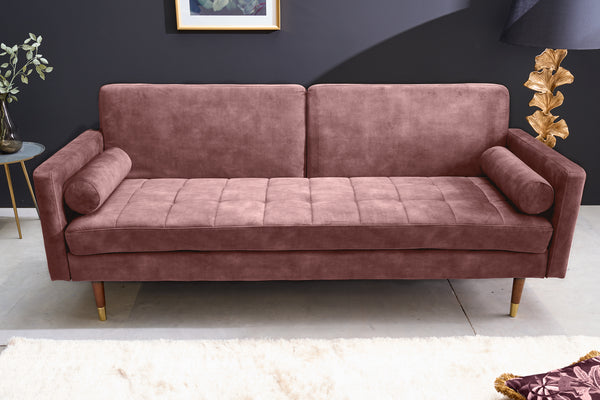 COUTURE Modernes Schlafsofa 196cm Microvelours 3-Sitzer Couch Bettfunktion ink. Kissen