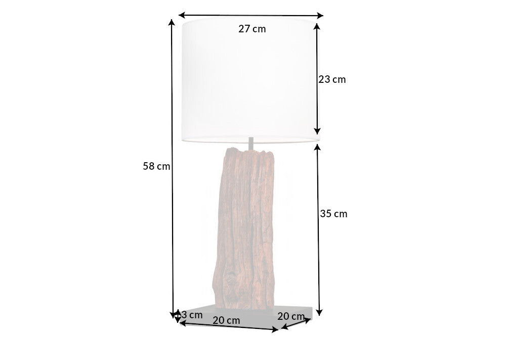 Design Tischlampe ROUSILIQUE 60cm natur weiß rund Treibholz handgearbeitet