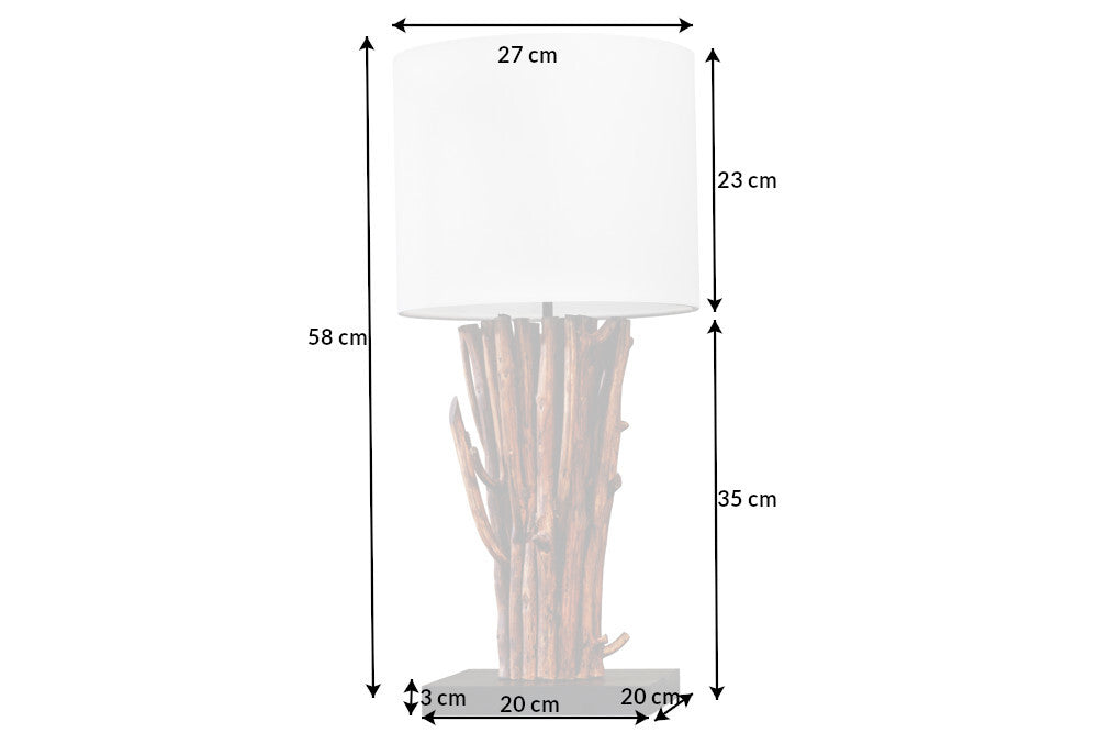 Design Tischlampe EUPHORIA 60cm natur weiß rund Massivholz handgearbeitet
