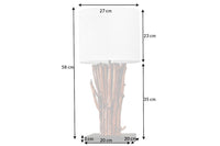 Design Tischlampe EUPHORIA 60cm natur weiß rund Massivholz handgearbeitet