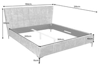 BOUTIQUE design double bed 160x200cm petrol velvet queen size bed frame